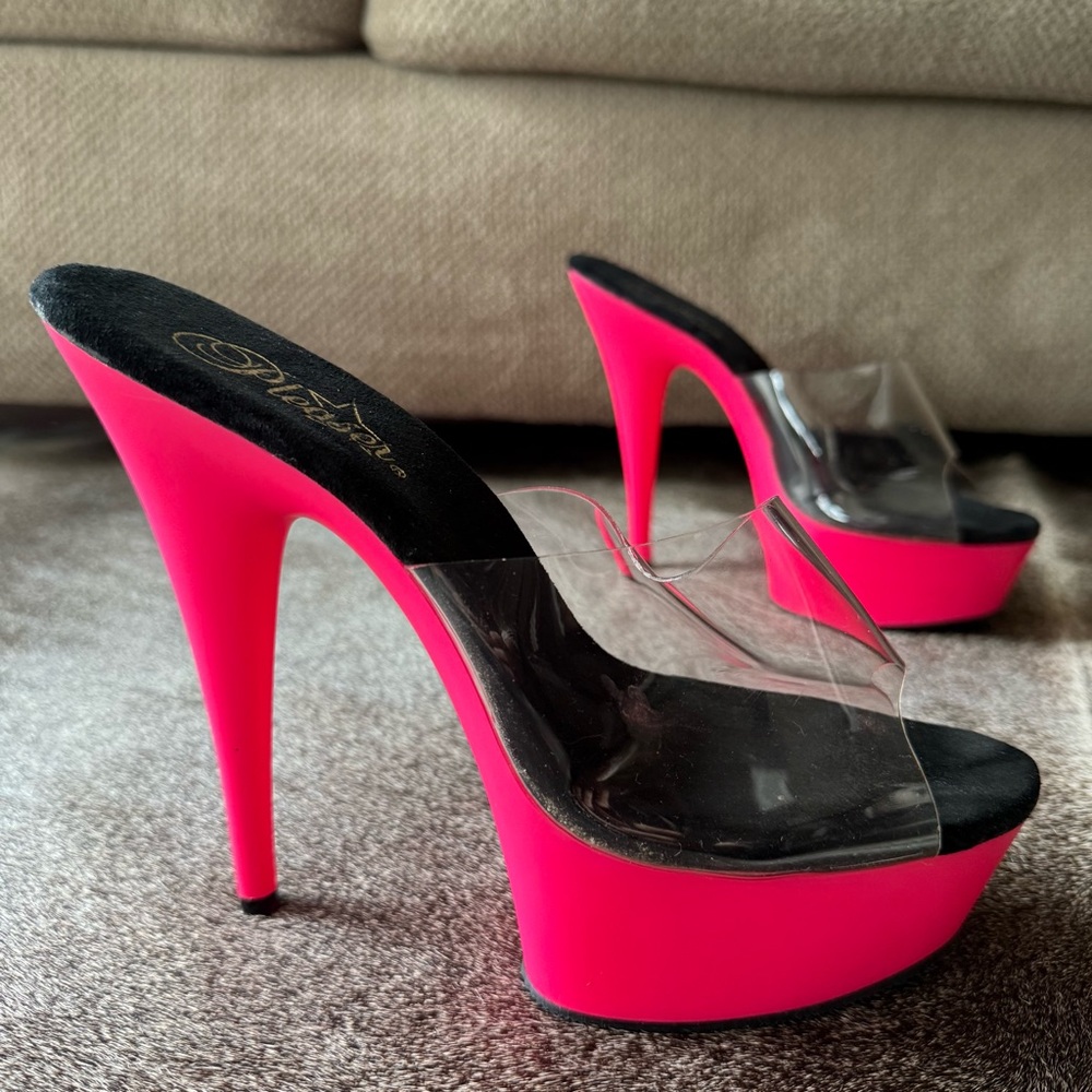 Adore-701UV Pink Platform Mules - Picture 6 of 9